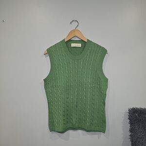 Fairway & Greene Green Cable Knit Sweater Vest